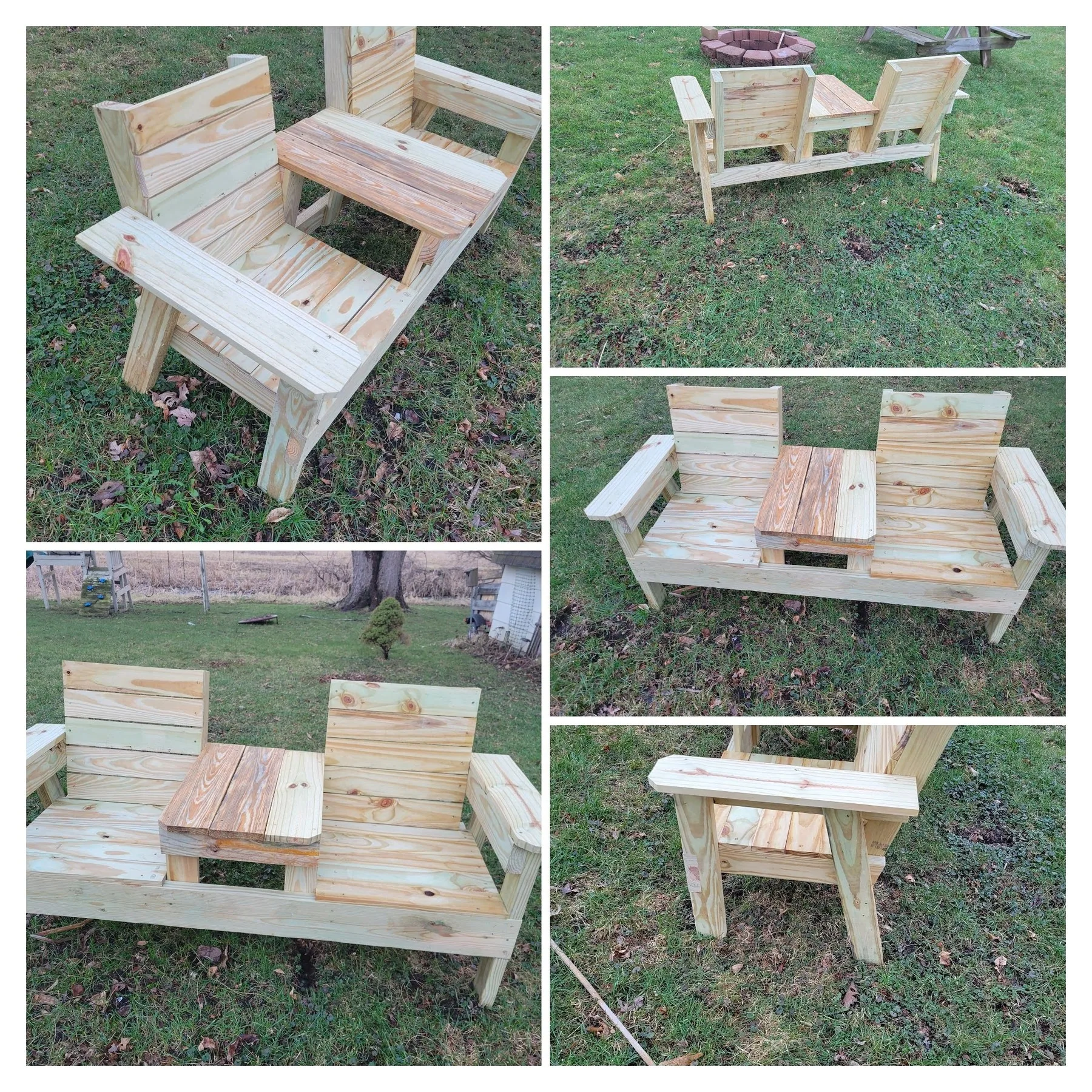 Outdoor Furniture: Dual Seat Bench with table example
